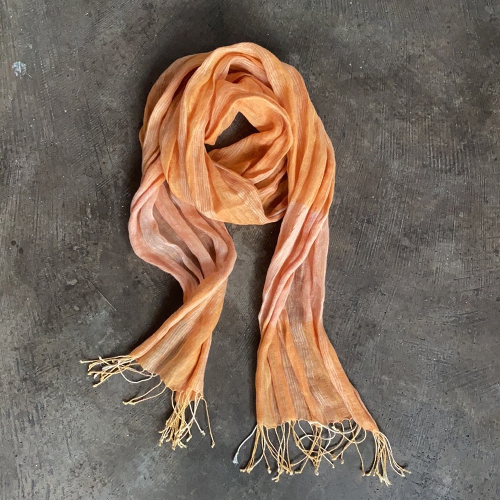 Two-toned Orange Linen Scarf